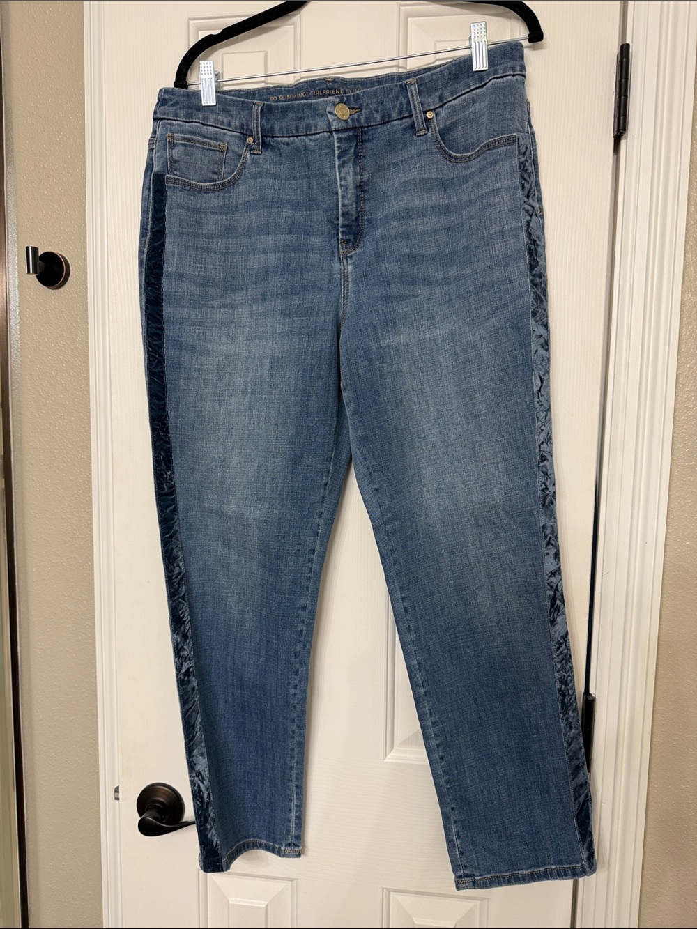 Chicos so slimming Blue Straight-Leg Jeans with Velvet Side Trim